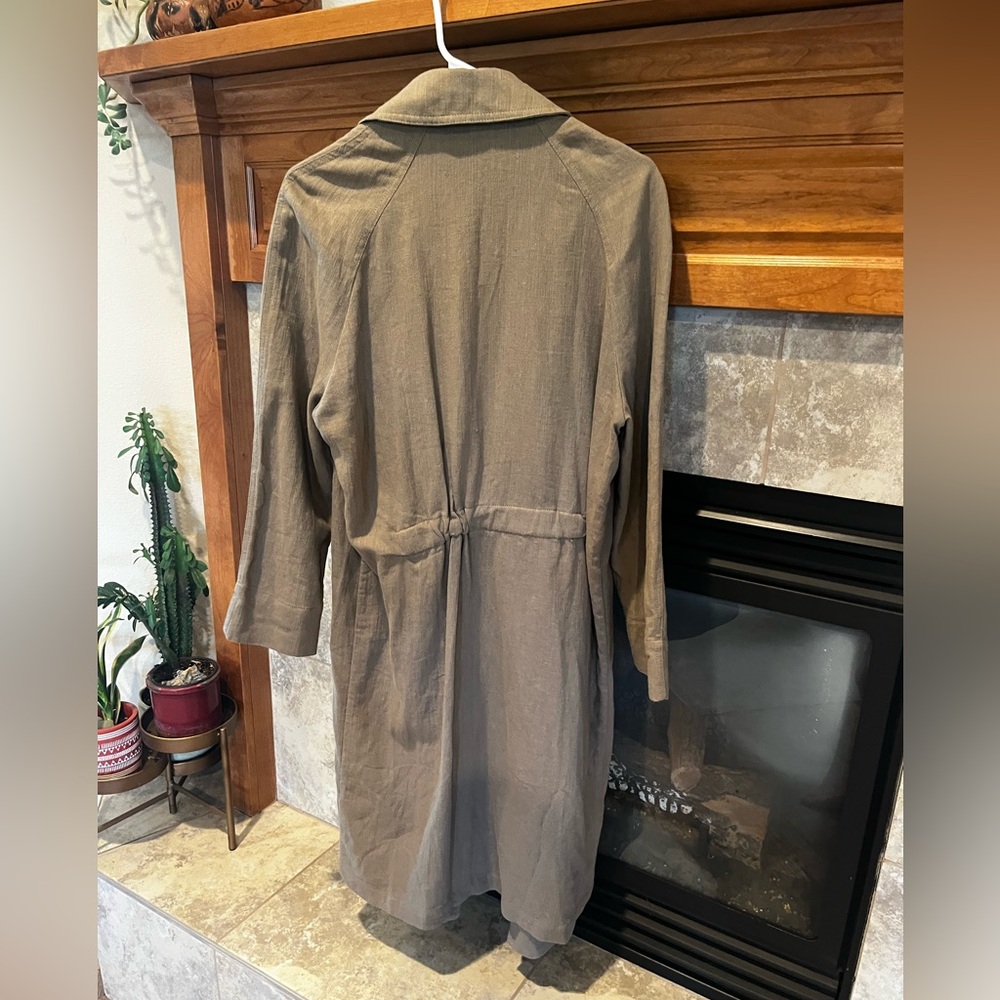 ZARA Rustic Linen Blend Trench Coat - Picture 8 of 11